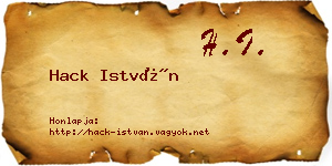 Hack István névjegykártya